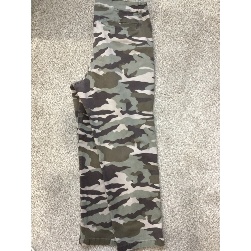 J.Crew Women's Size 12 Camo Straight Leg Pants Button Fly Green Camouflage